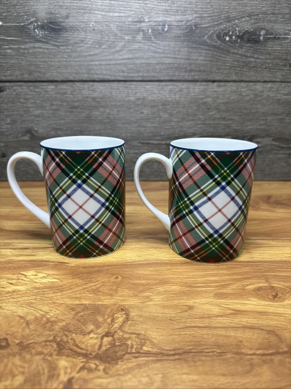 Ralph Lauren Christmas TEMPLETON TARTAN PLAID Coffee Mugs ~Set of 2